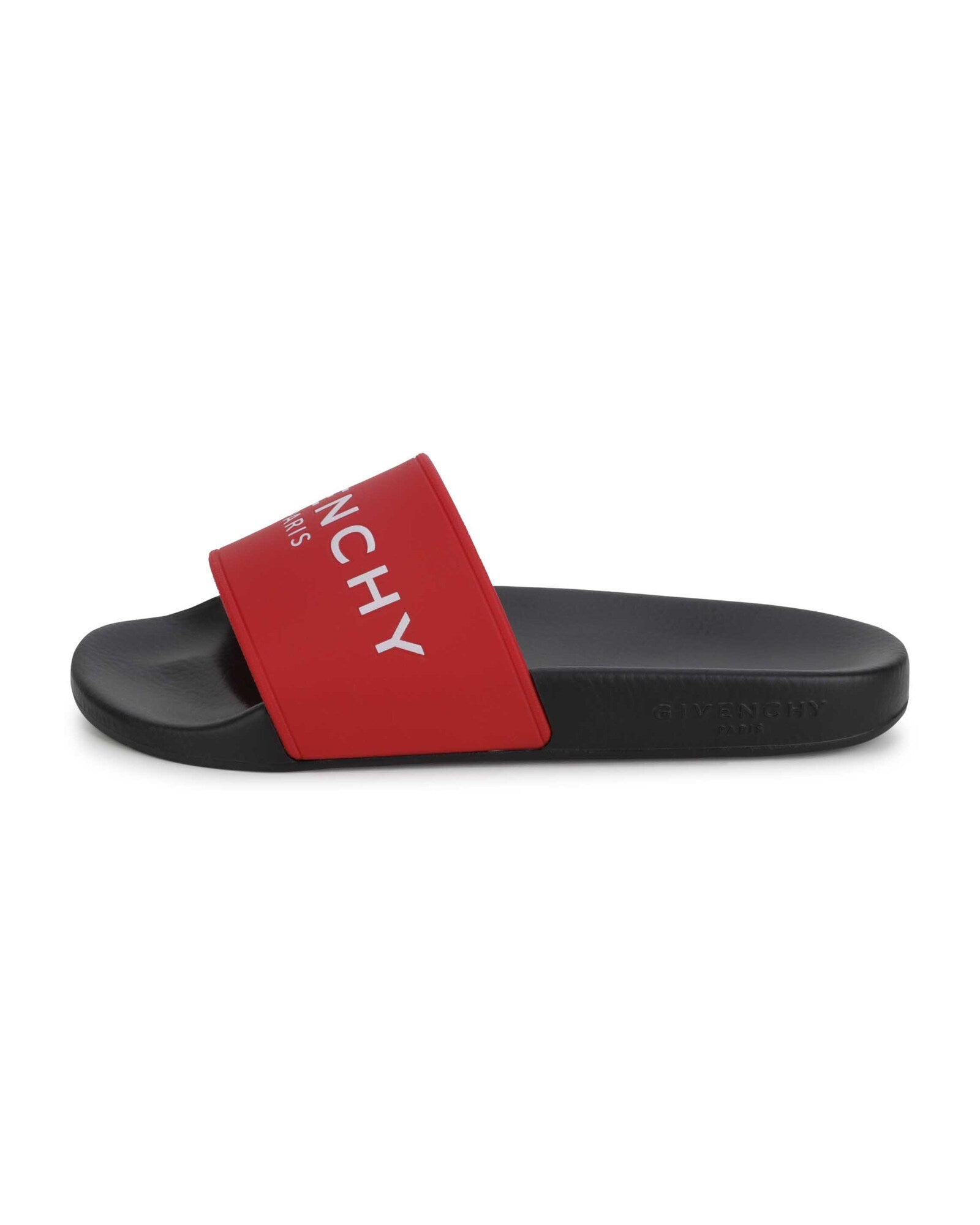 Slide mules with embossed logo - Pimento pepper