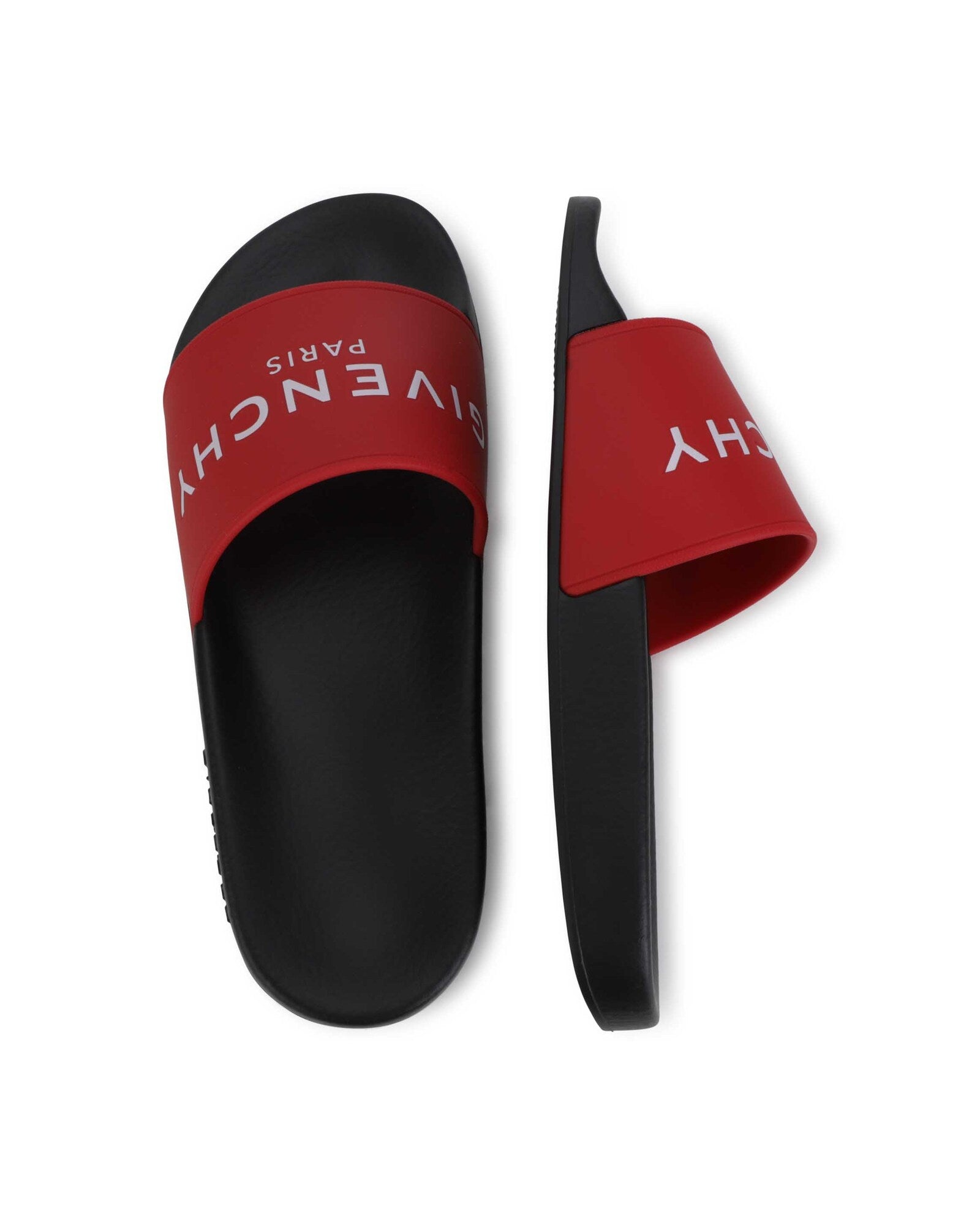 Slide mules with embossed logo - Pimento pepper