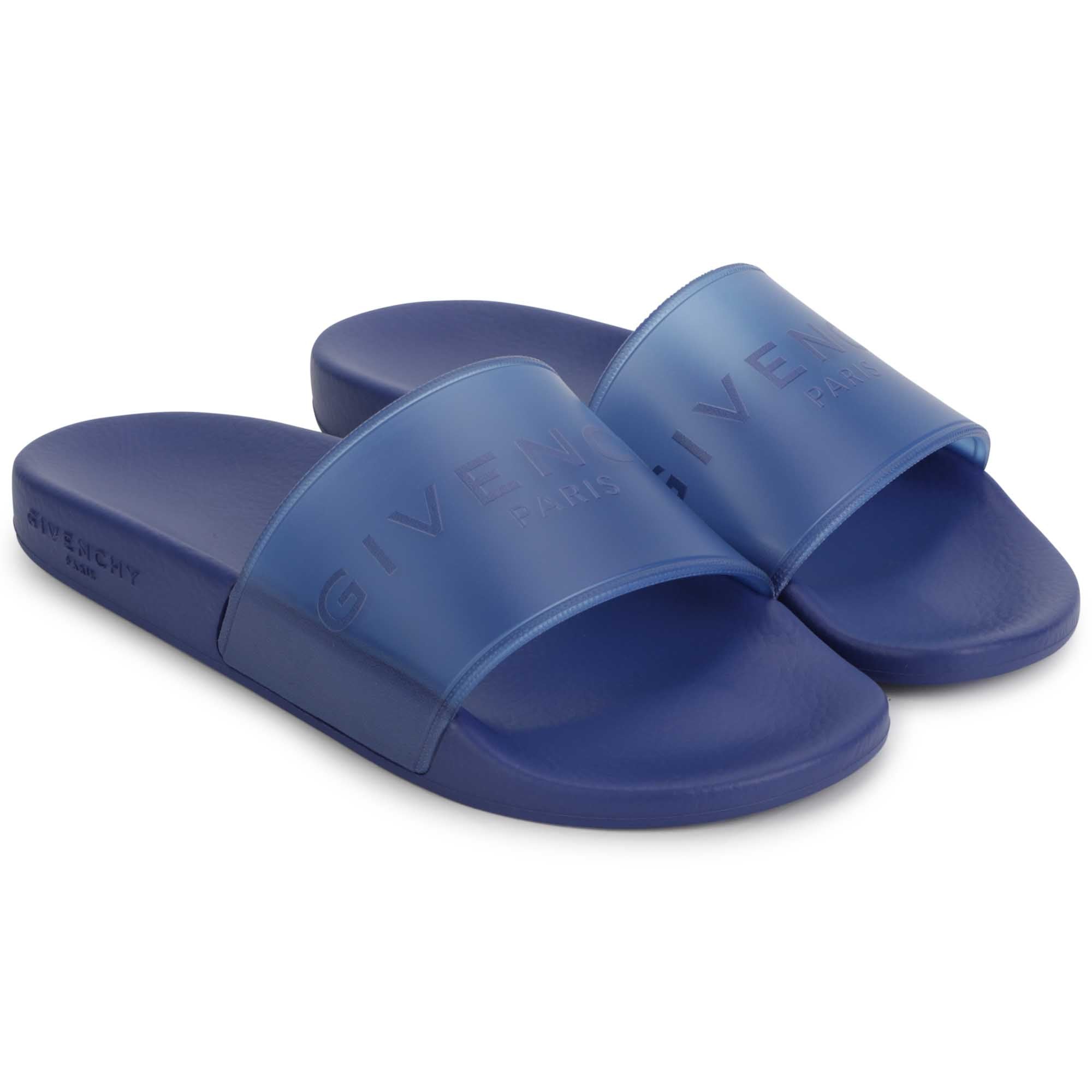 Mules slide translucide avec imprimé en relief - Bleu Roi