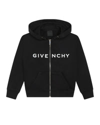 Cotton hooded cardigan - Black