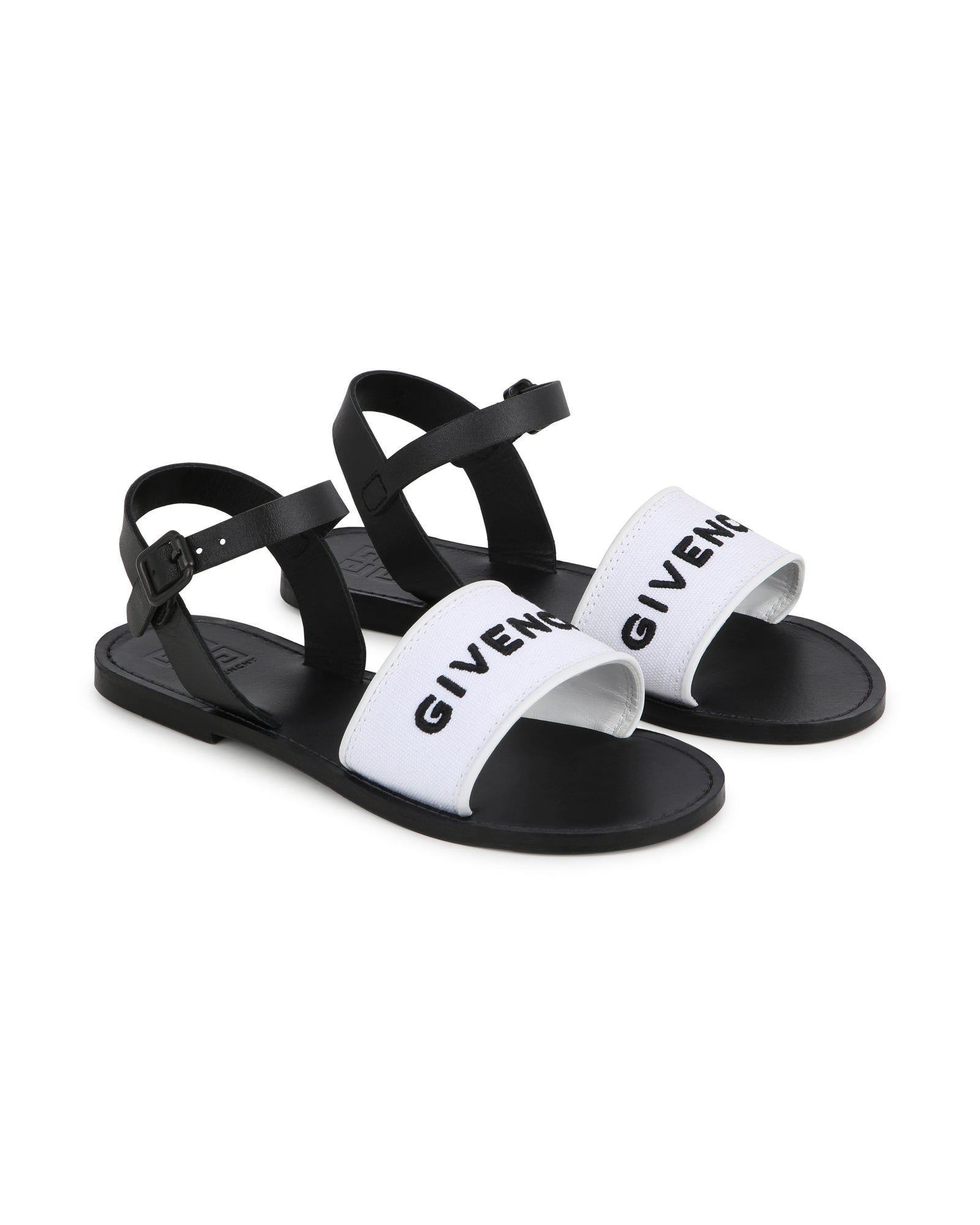 Sandales en cuir - Blanc noir
