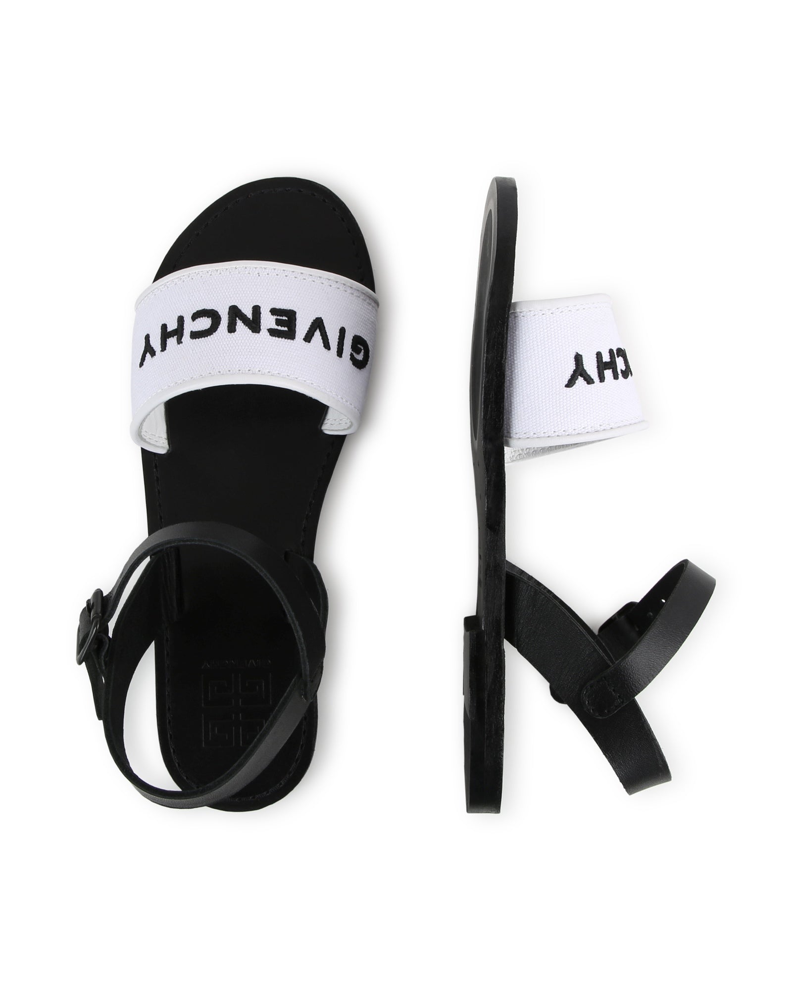 Sandales en cuir - Blanc Noir