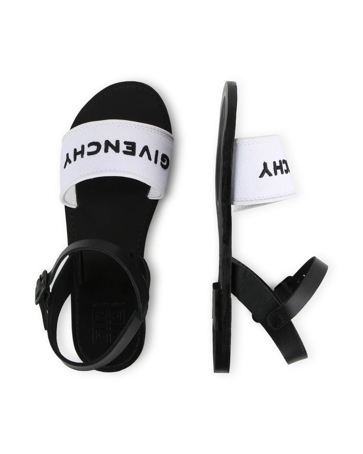 Sandales en cuir - Blanc Noir
