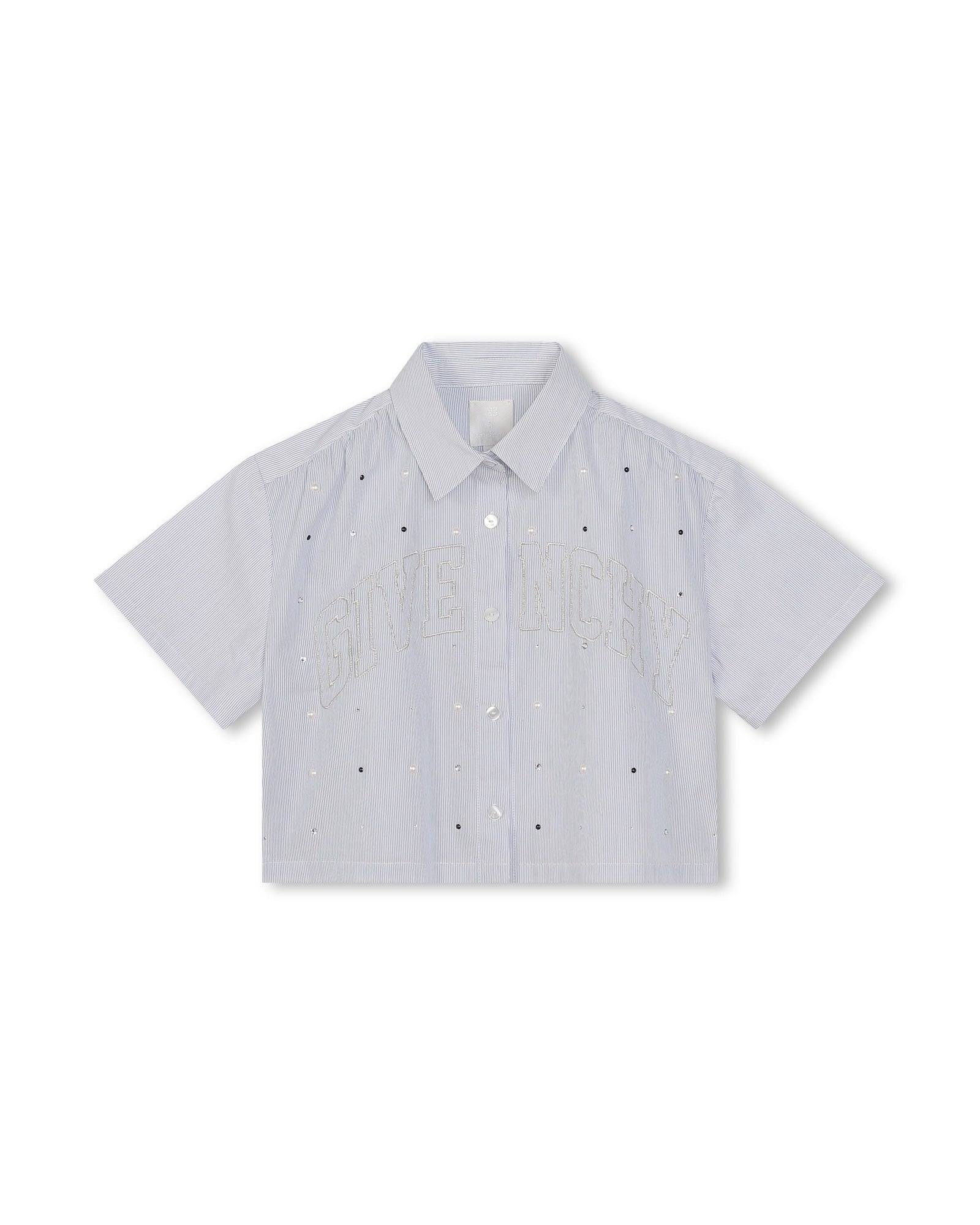 Ensemble chemise et short en coton - Blanc bleu