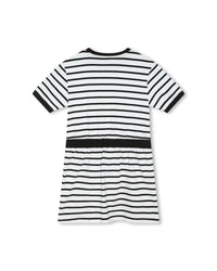 Robe à manches courtes en coton - Blanc noir