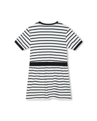 Robe à manches courtes en coton - Blanc Noir