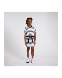 Robe à manches courtes en coton - Blanc noir