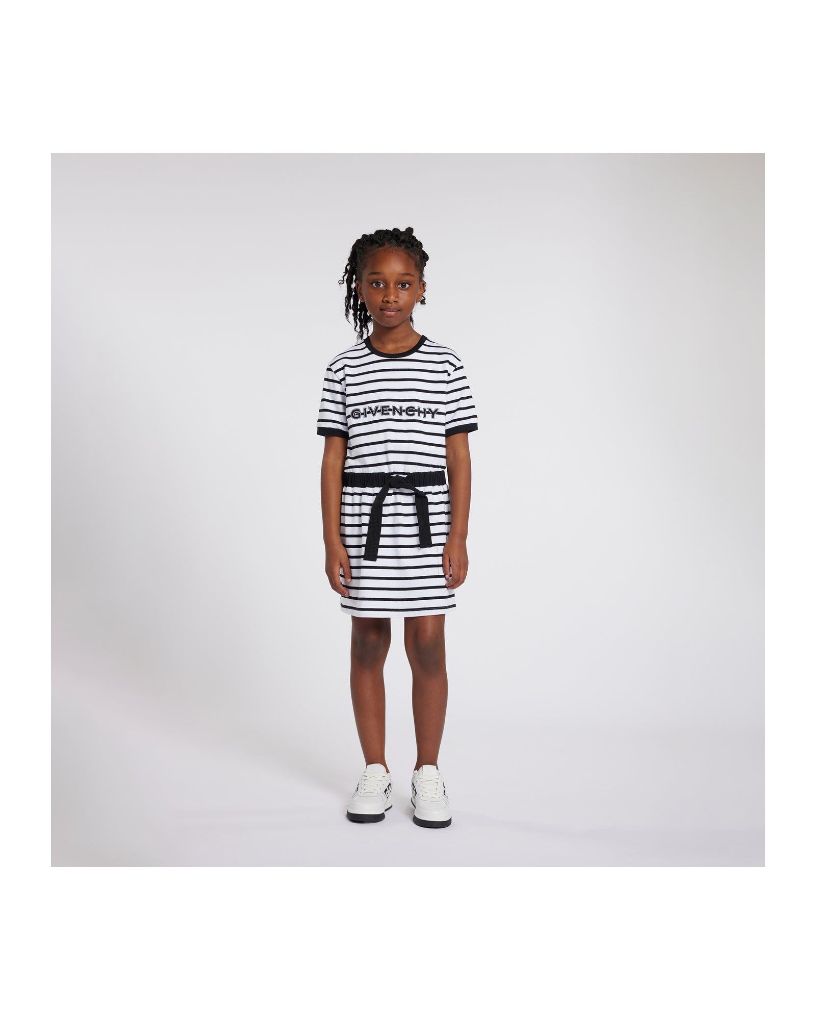 Robe à manches courtes en coton - Blanc noir