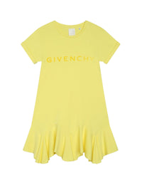 Robe à manches courtes en coton - Jaune tendre