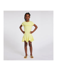 Robe à manches courtes en coton - Jaune tendre