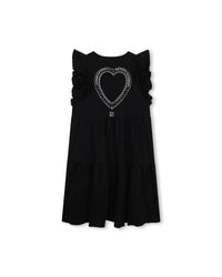 Short-sleeved cotton dress - Black