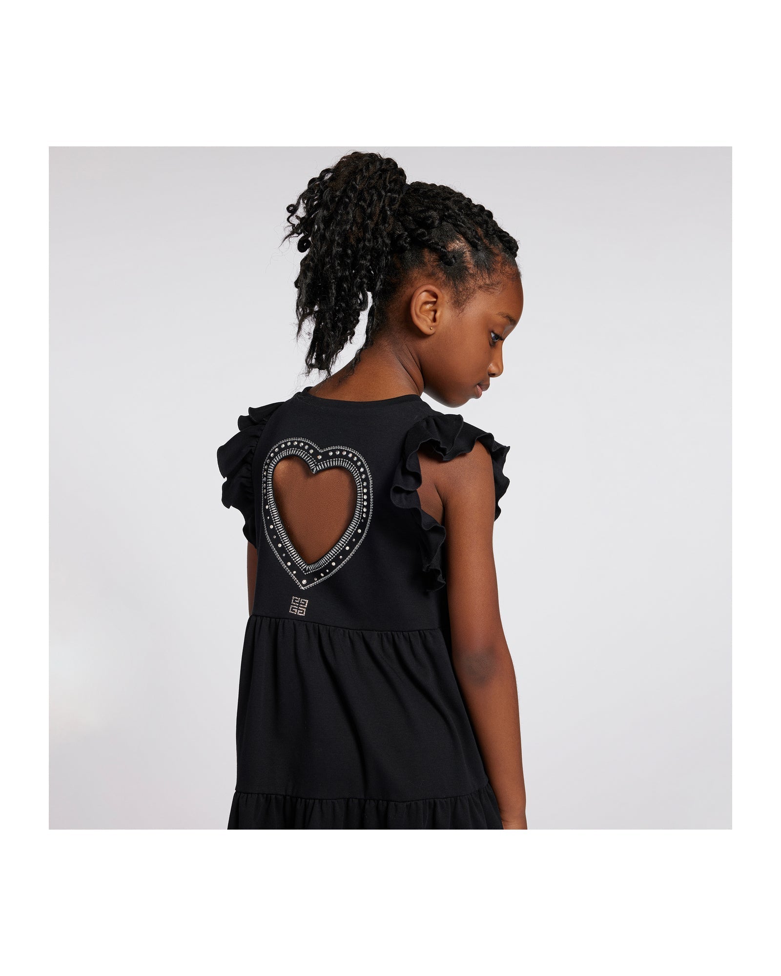 Short-sleeved cotton dress - Black