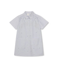 Robe chemisier en coton - Blanc bleu