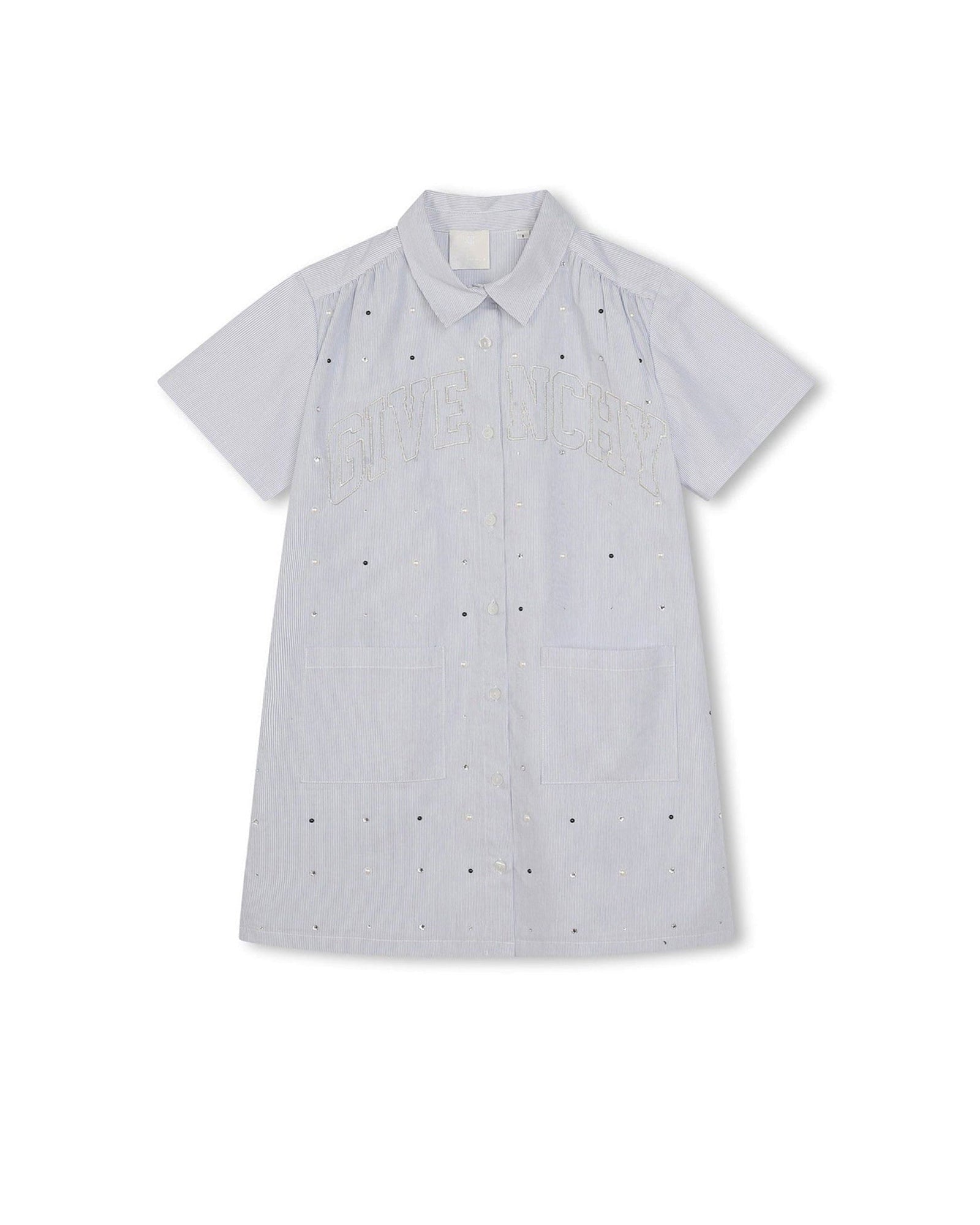 Robe chemisier en coton - Blanc bleu