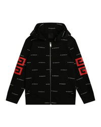 Cotton hooded cardigan - Black White