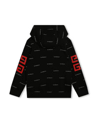 Cotton hooded cardigan - Black white