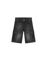 Oversized cotton Bermuda shorts - Denim Black