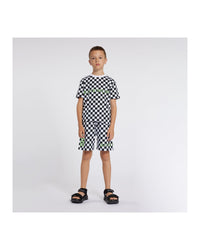 Short en coton - Noir blanc