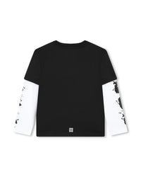 T-shirt 2 en 1 en coton - Noir blanc