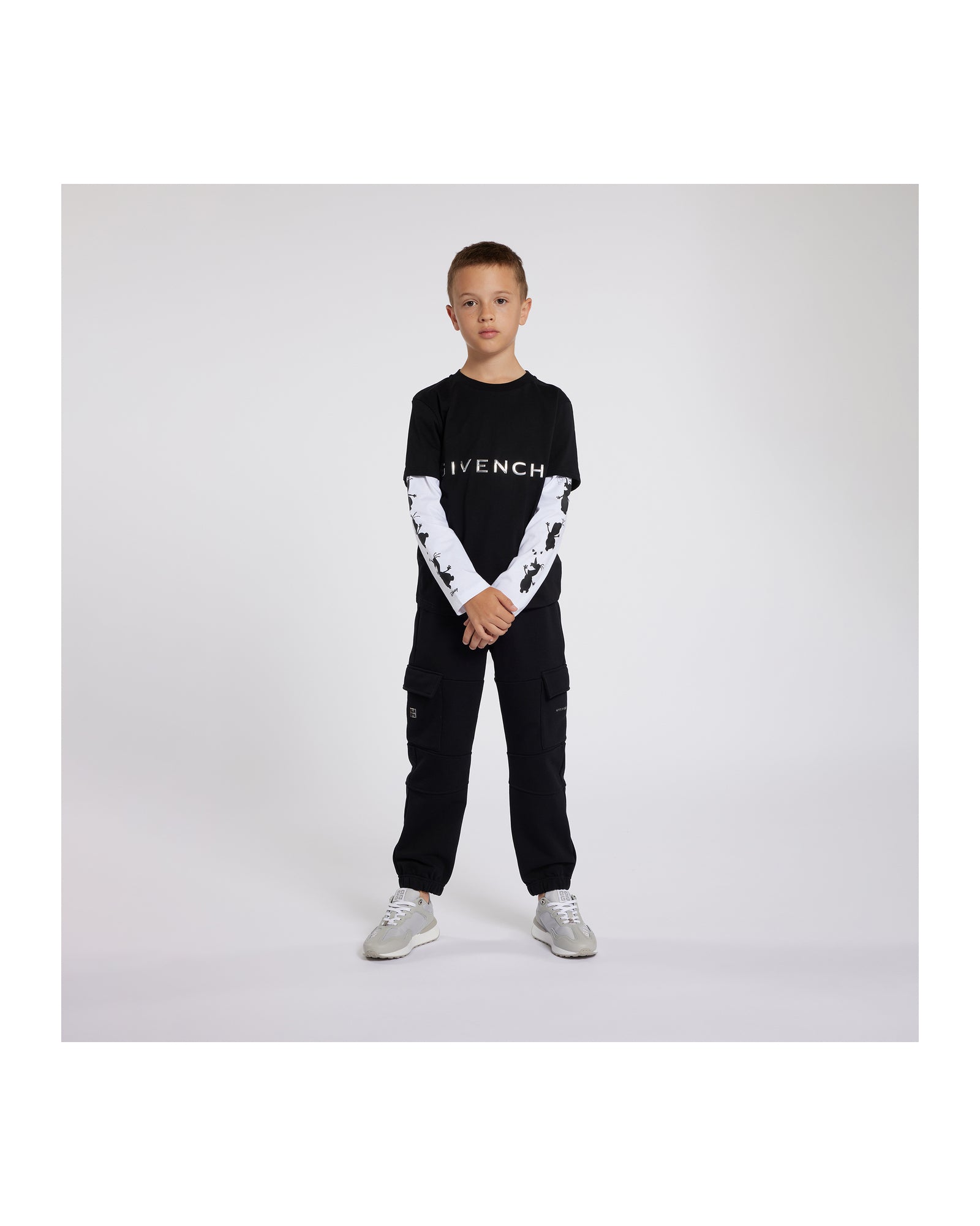 T-shirt 2 en 1 en coton - Noir blanc