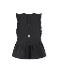 Short-sleeved cotton dress - Black