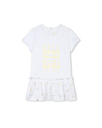 Short-sleeved cotton dress - White