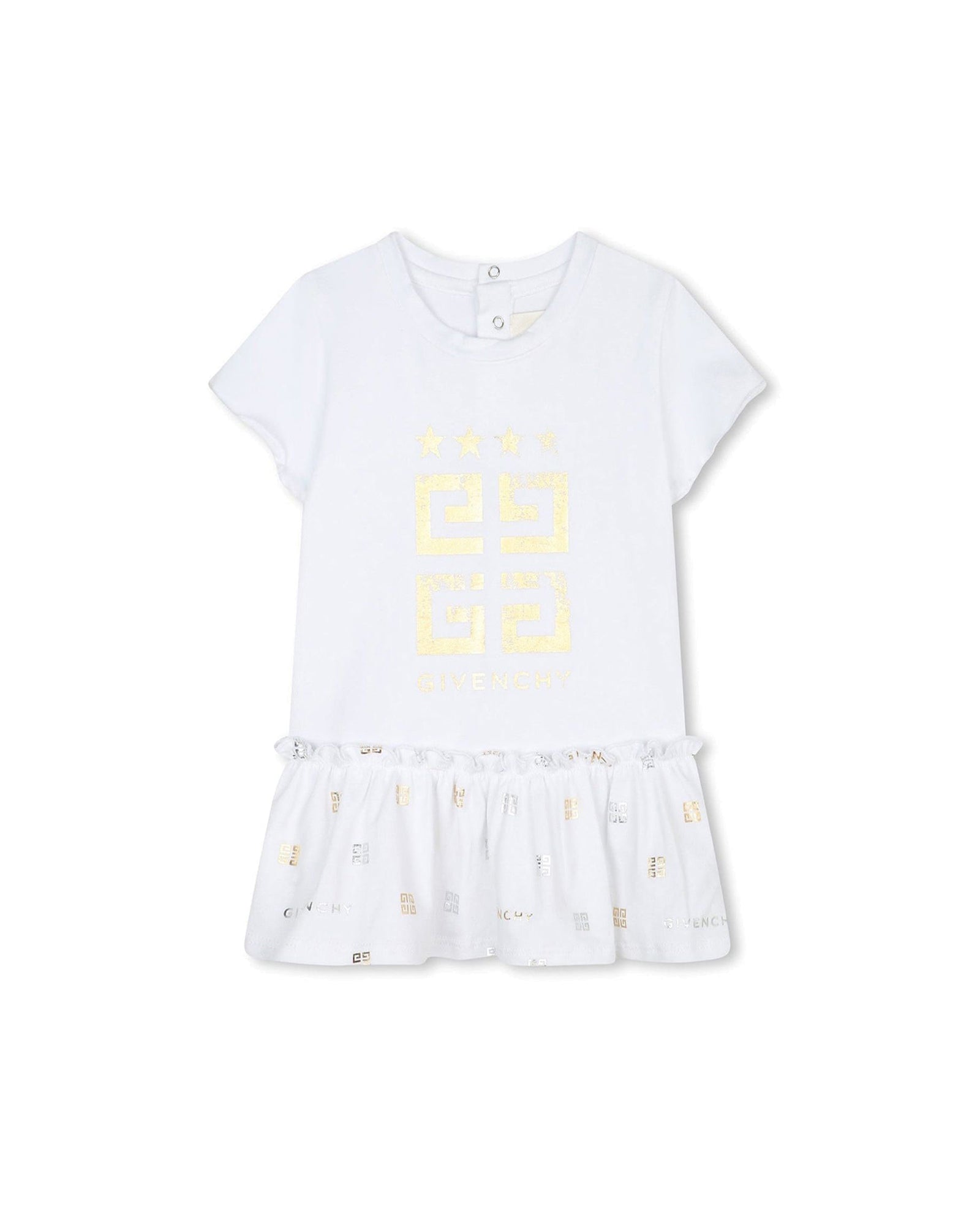 Short-sleeved cotton dress - White