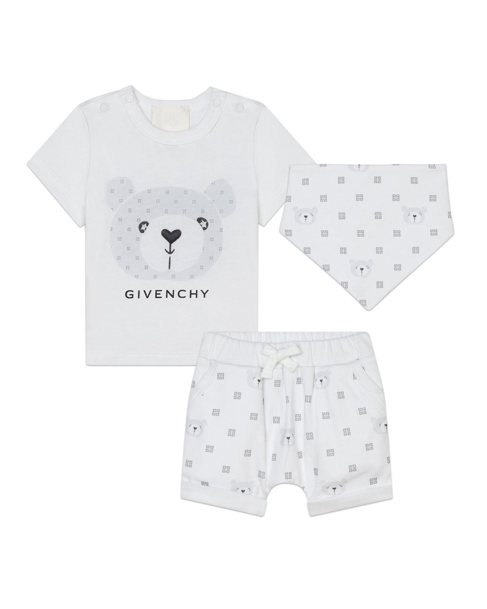 Ensemble t-shirt short et bandana en coton - Blanc