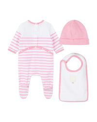 Ensemble pyjama bonnet et bavoir - Rose Friandi