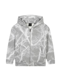 Storm print hooded cardigan in cotton - Grey White