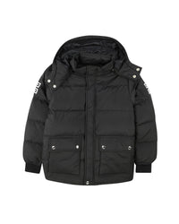 Jacquard hooded down jacket - Black