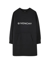 Cotton kangaroo pocket dress - Black