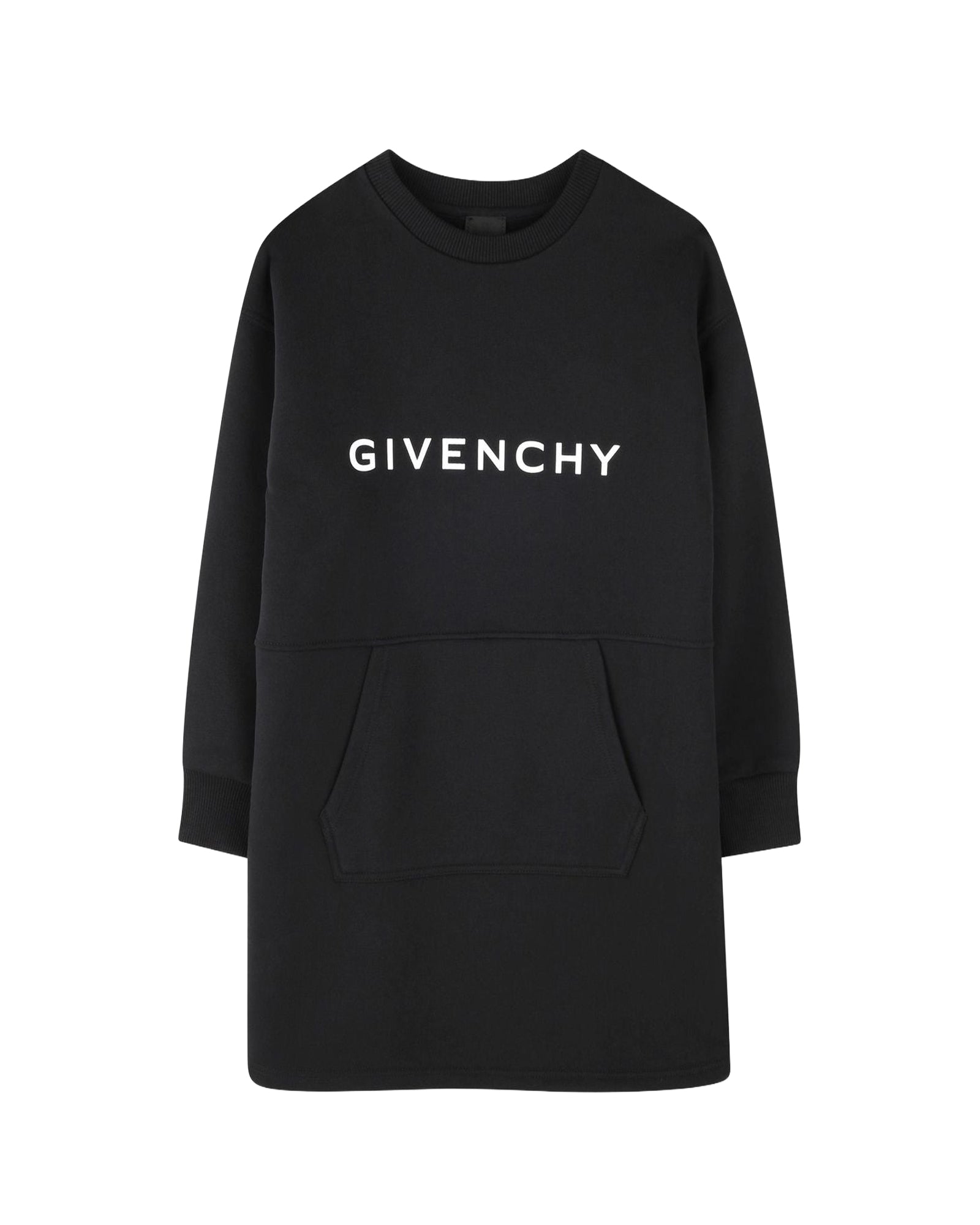 Cotton kangaroo pocket dress - Black