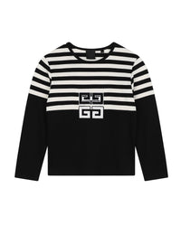 Long-sleeved cotton striped T-shirt - Black White