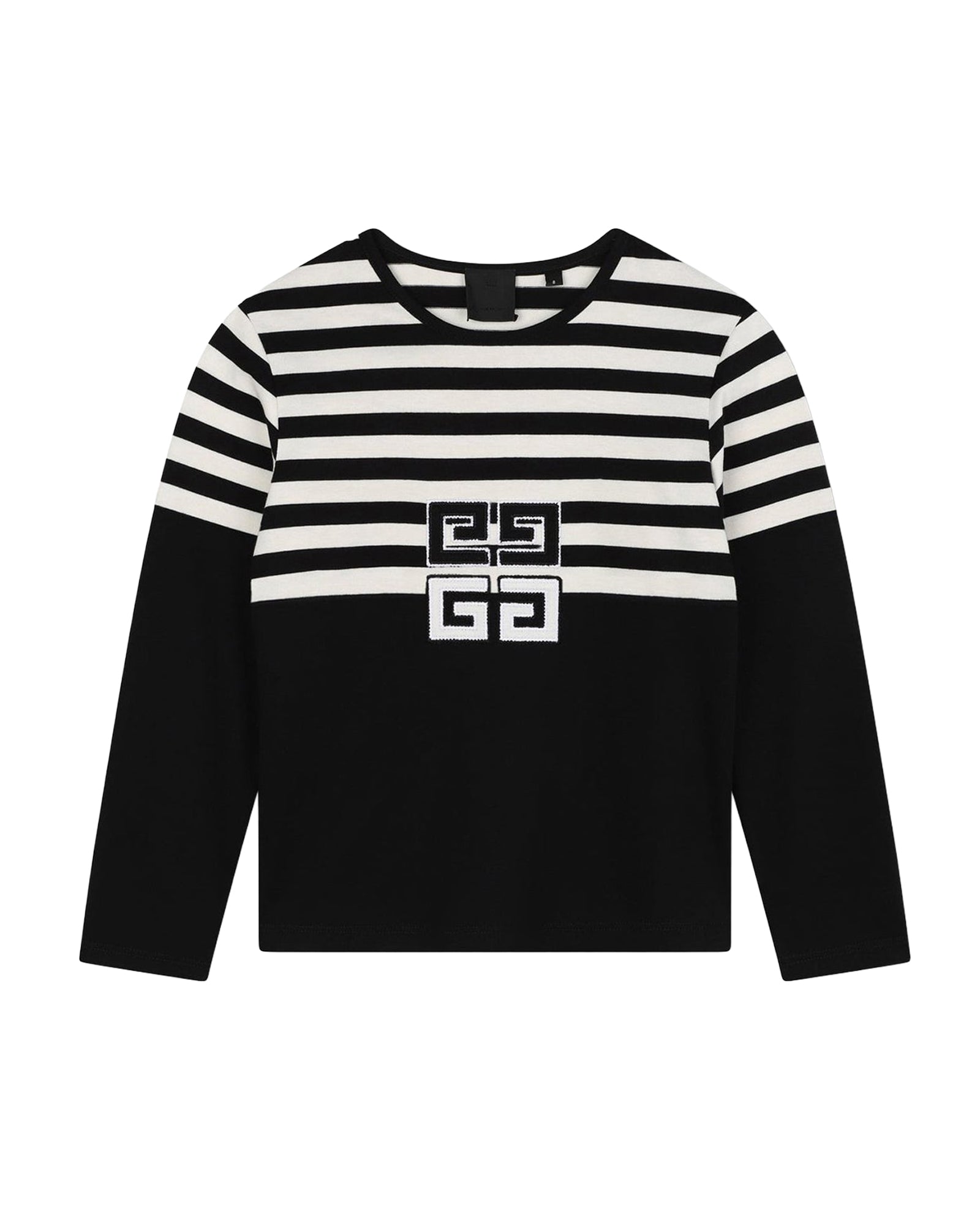 Long-sleeved cotton striped T-shirt - Black White