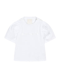 Cotton T-shirt with puff sleeves - White