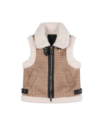 Veste sans manches en peau lainée - Chamois