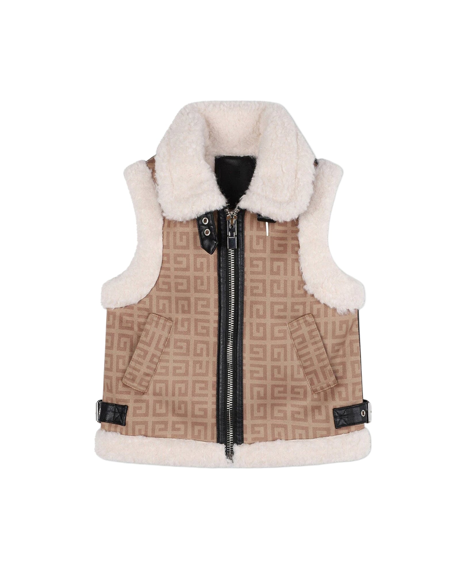 Veste sans manches en peau lainée - Chamois