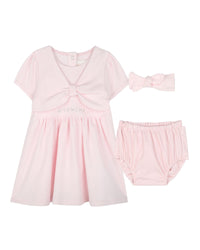 Cotton dress and headband set - Marshmallow