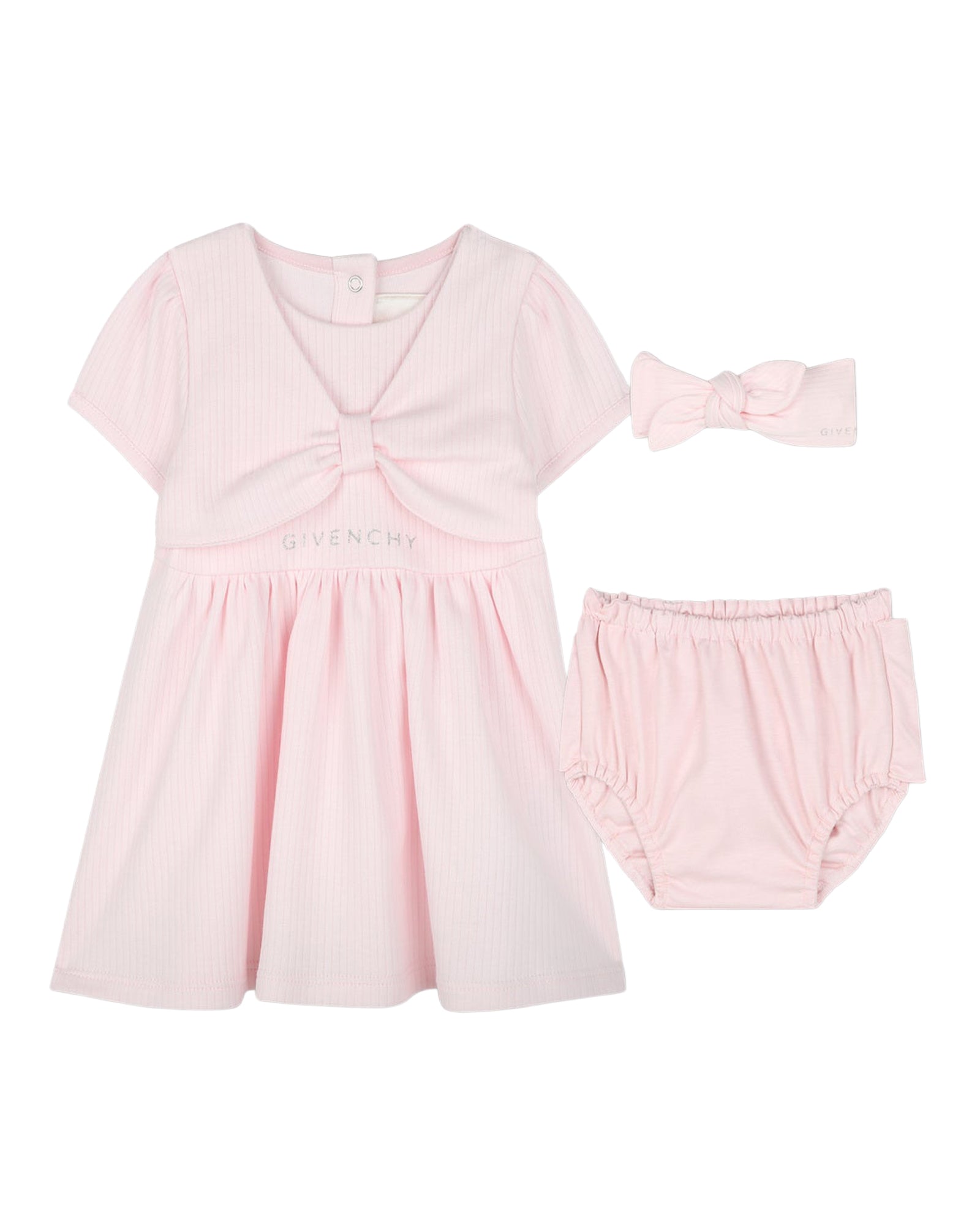 Cotton dress and headband set - Marshmallow