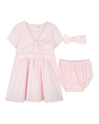 Cotton dress and headband set - Marshmallow