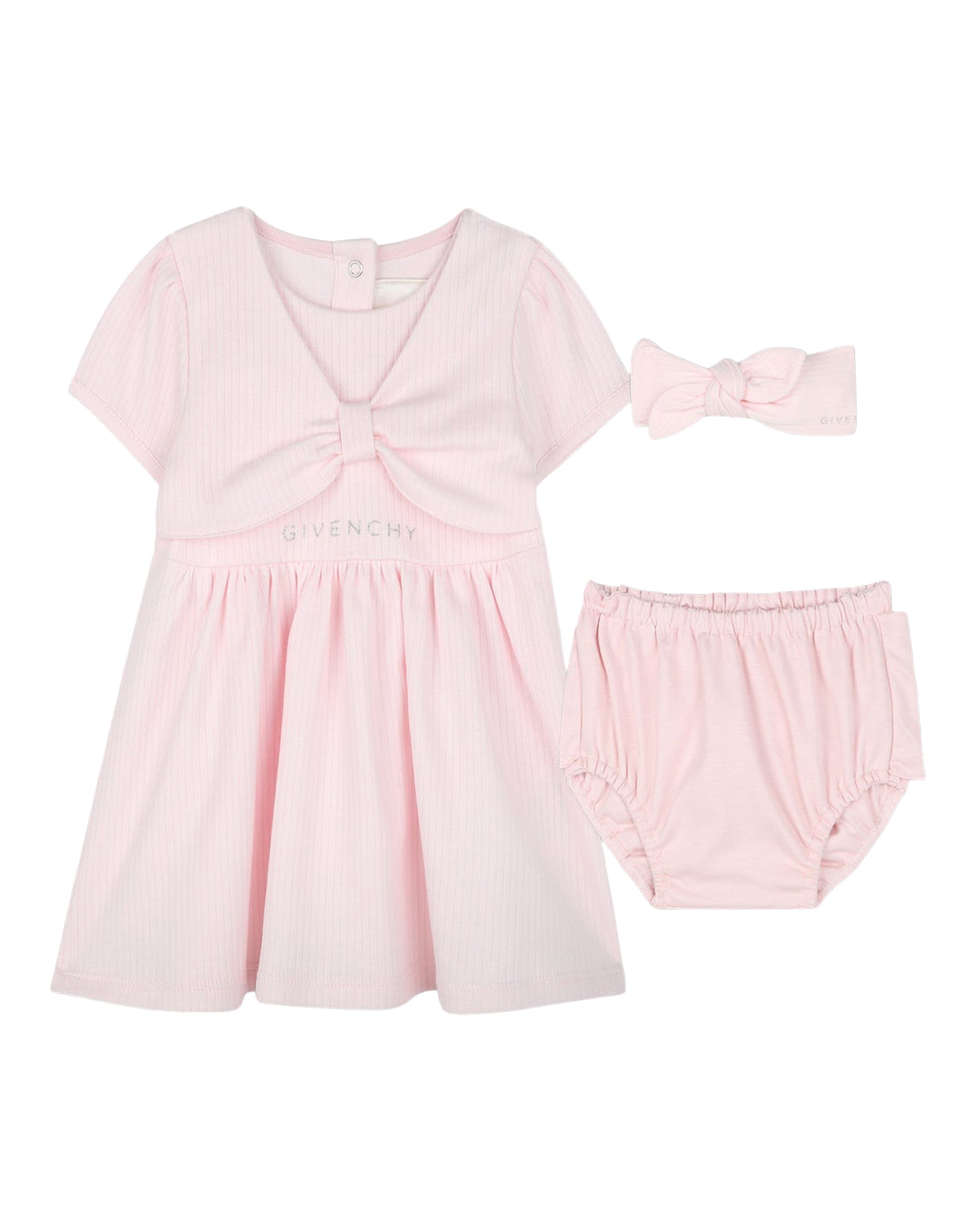 Cotton dress and headband set - Marshmallow