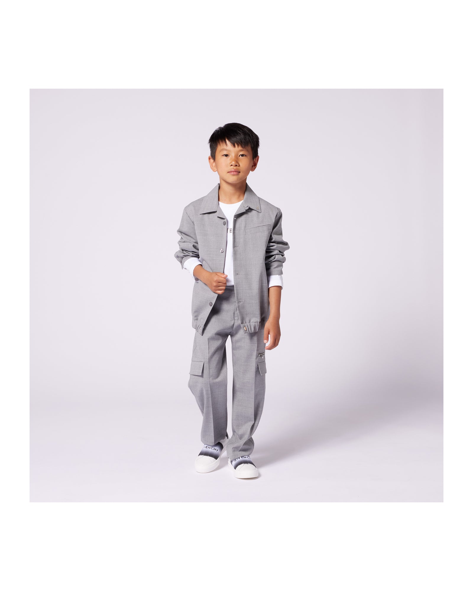 Veste de costume en laine mélangée - Gris Chiné
