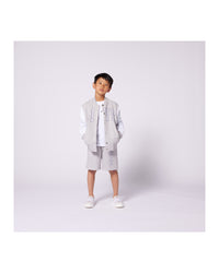 Short à taille élastiquée - Gris Chiné