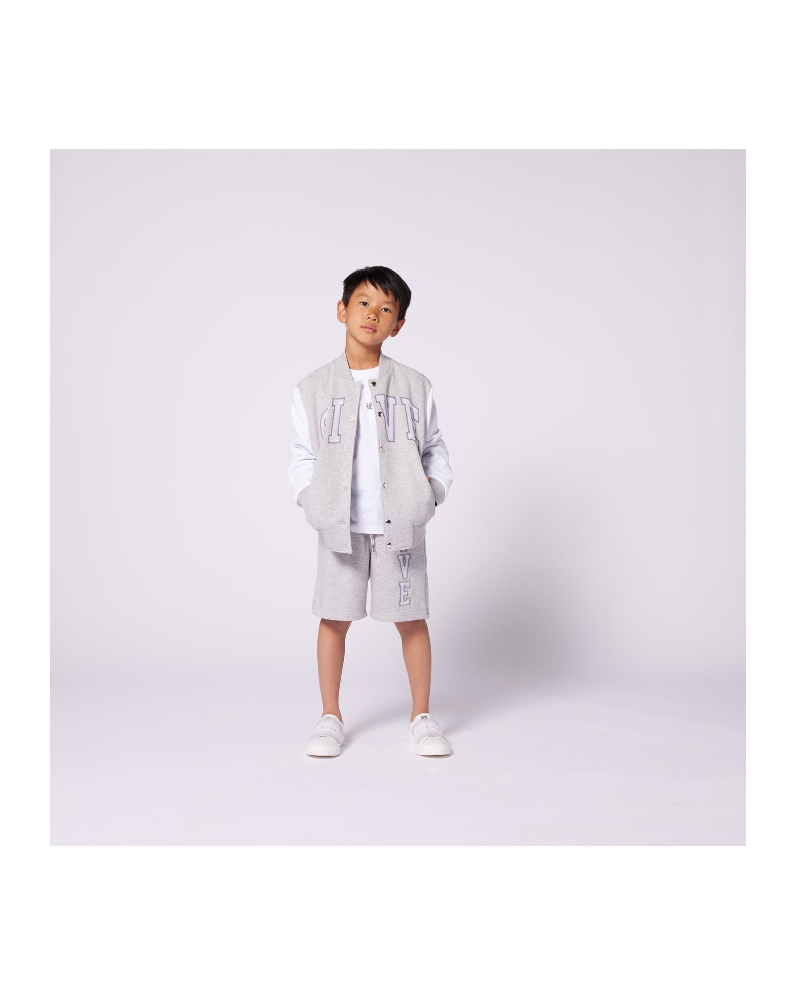 Short à taille élastiquée - Gris Chiné