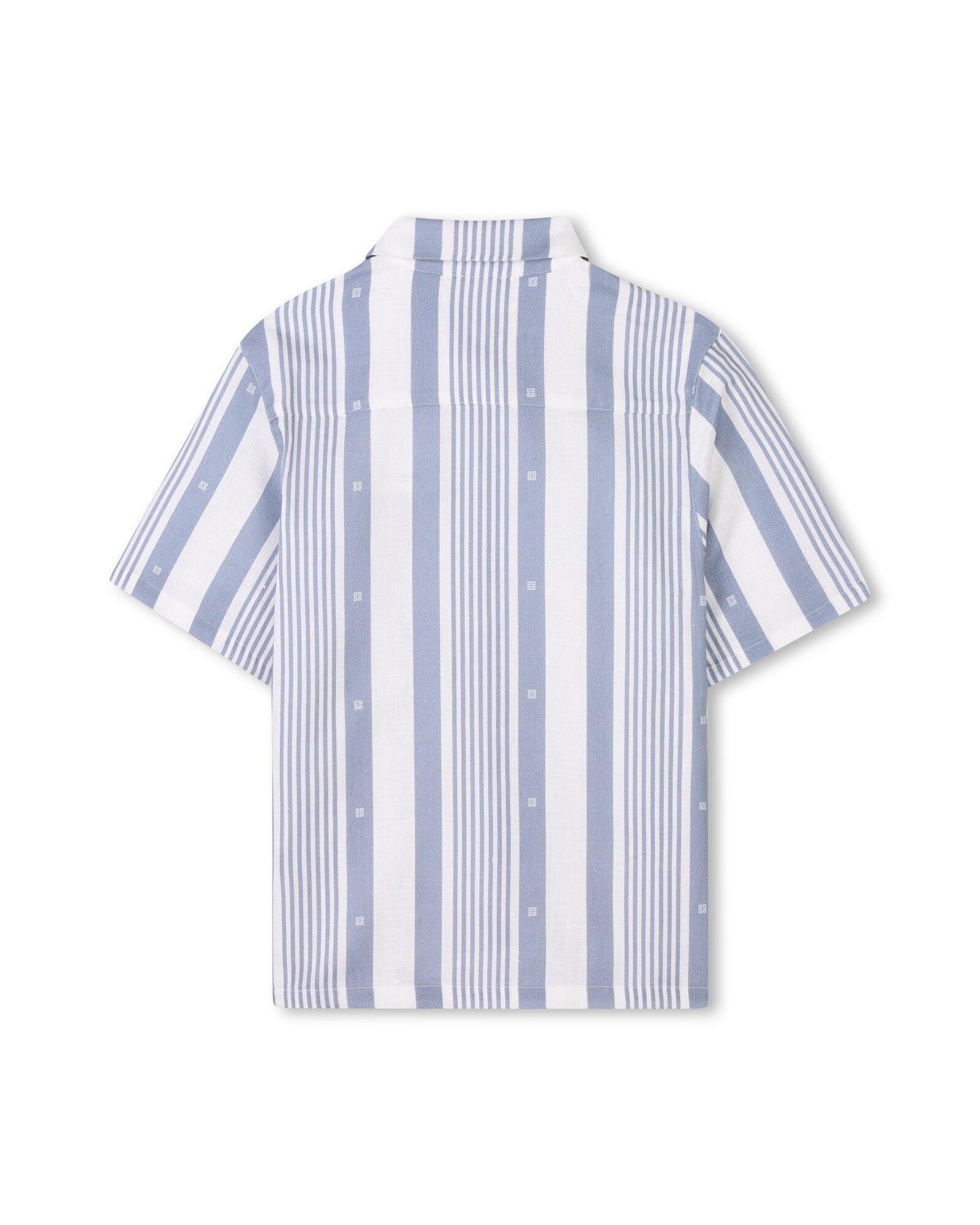 Ensemble chemise et short à rayures en lin - Bleu Blanc