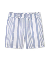 Ensemble chemise et short à rayures en lin - Bleu Blanc