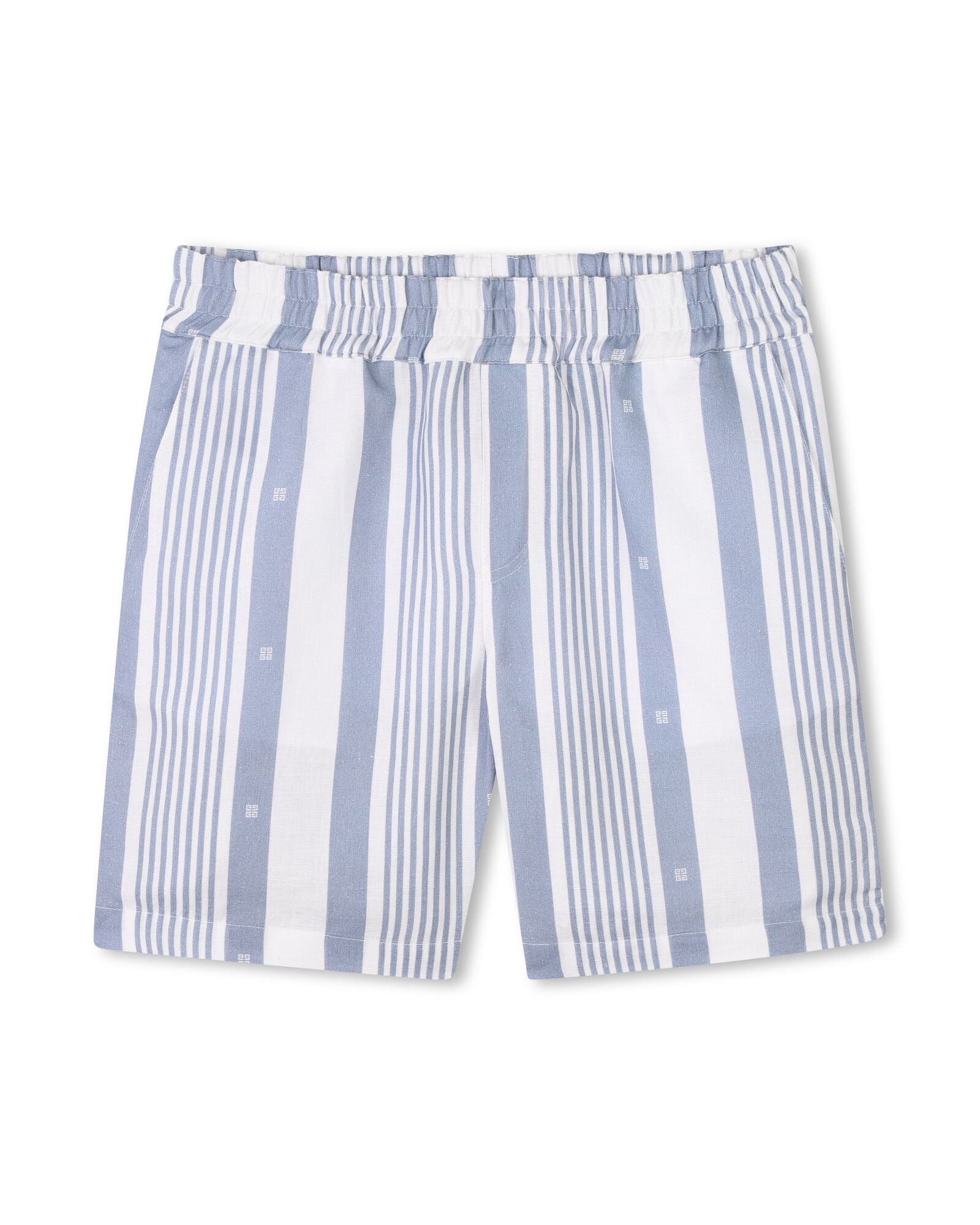 Ensemble chemise et short à rayures en lin - Bleu Blanc
