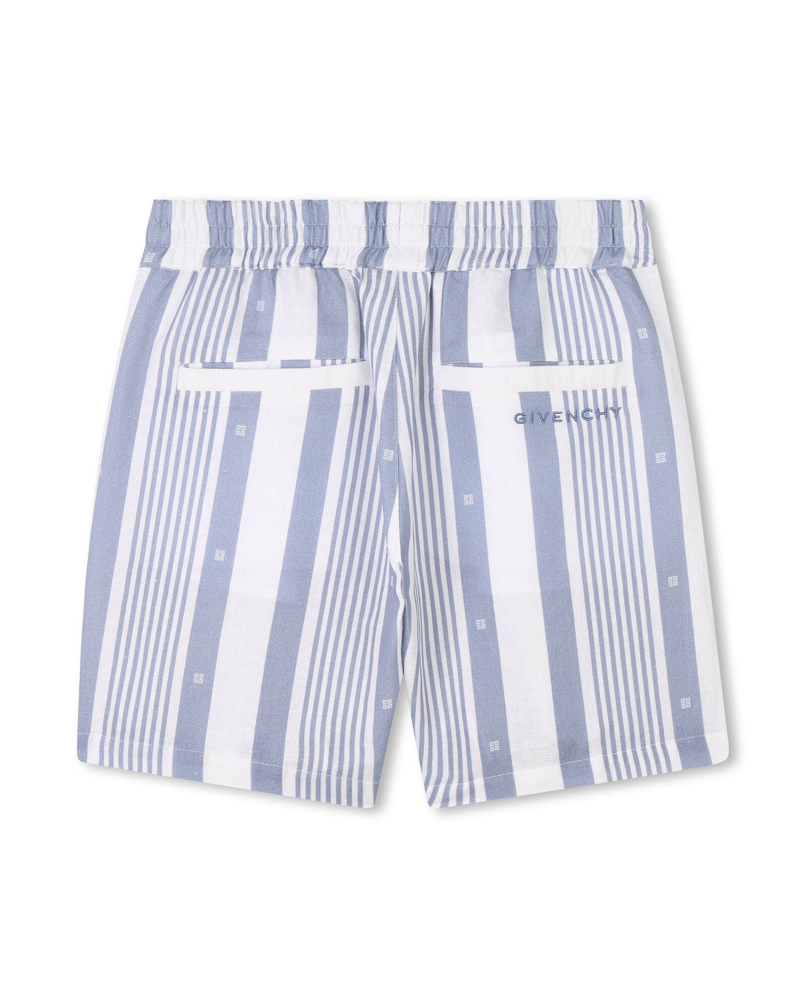 Ensemble chemise et short à rayures en lin - Bleu Blanc