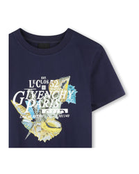 T-shirt avec broderie en coton - Blue Indigo